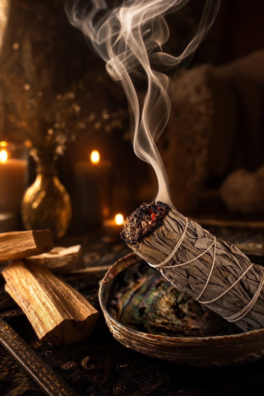 Sage smudging ritual for home energy clearing